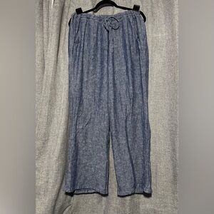 Old Navy High Waisted Blue Linen Blend Wide Leg Pants-Beach Resort, Size XL